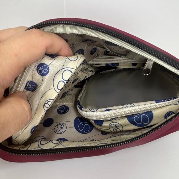 Samantha Brown Burgundy Travel Organizer Case Cosmetic Toiletry Bag with Inserts - Picture 3 of 11